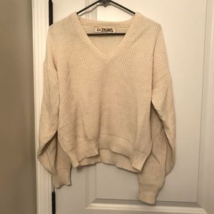 Le Tigre Cream V-Neck crop sweater